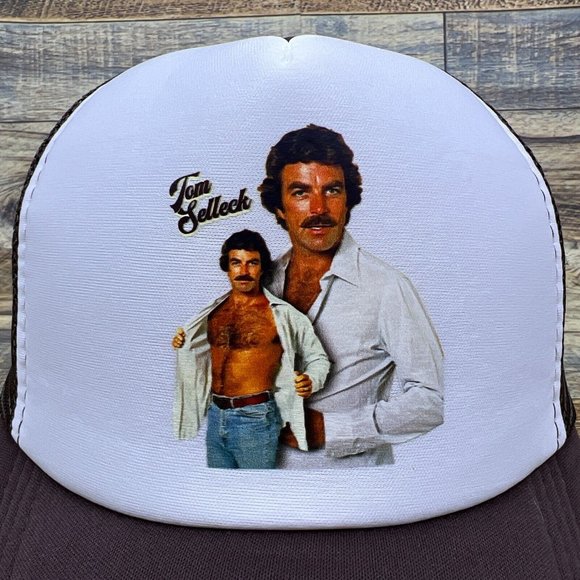 Tom Selleck Daddy Unisex Trucker Hat Brown Snapback 80s Retro Vibe Ball Cap - Picture 3 of 8